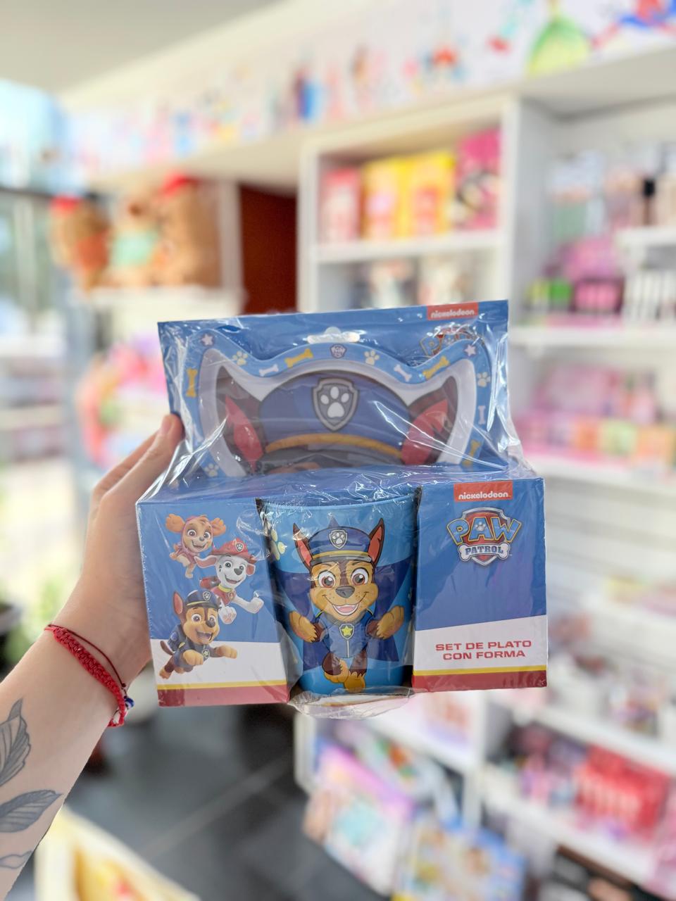 Vaso y plato con forma Paw Patrol
